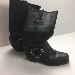 Frye Black Moto Mid Boots